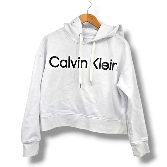 Calvin Klein Performance Women's Logo Cropped Oversized Hoodie Sweatshirt Size M - Picture 1 of 11